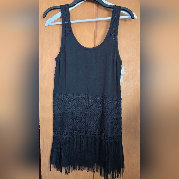 Free People Dresses & Skirts - Free People Black Lace Fringe Flapper Charleston Dress NWT Sz 0 LBD Prom